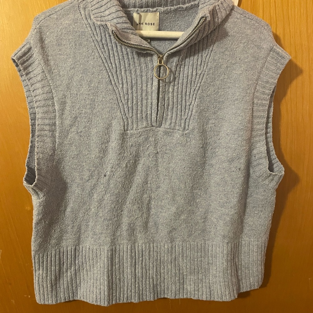 Pink Rose Blue-Gray Women's Sweater Vest